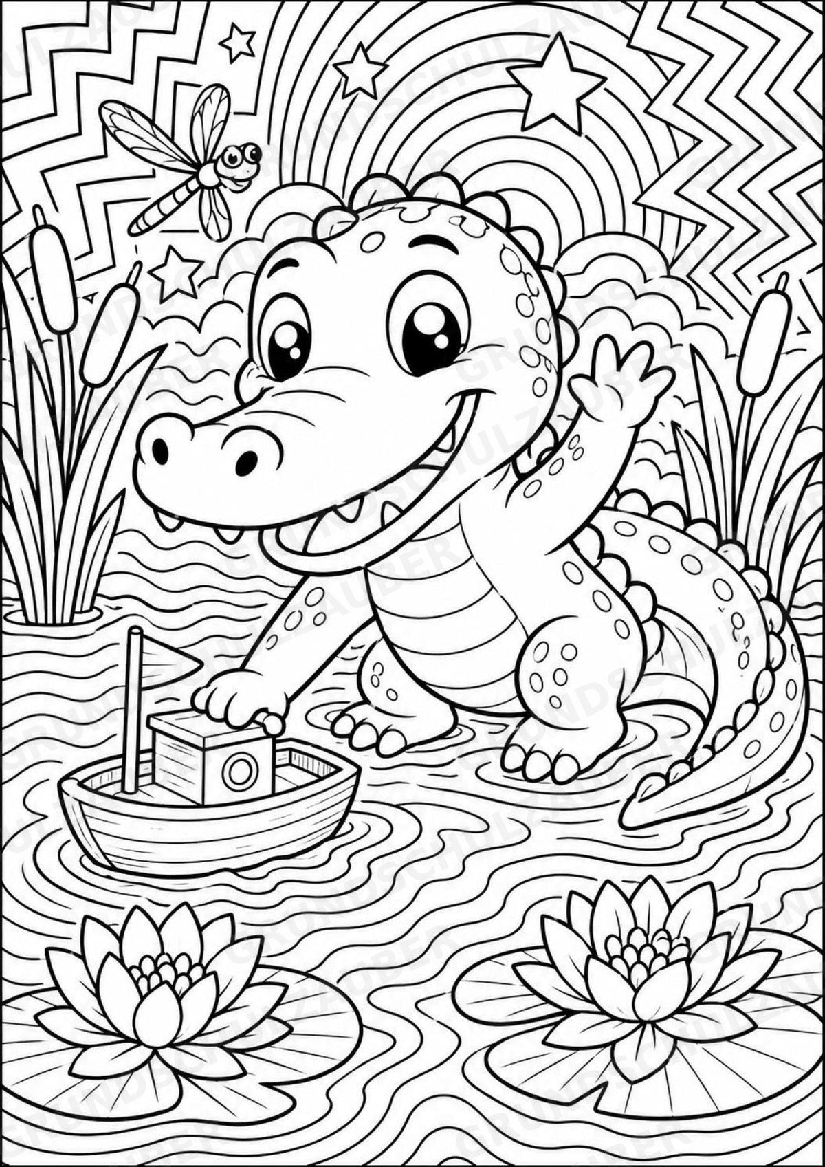 Krokodil POP Art Ausmalbilder 15 Malvorlagen – Materialseite 10