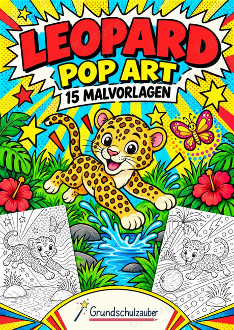 Leopard POP Art Ausmalbilder 15 Malvorlagen – Cover