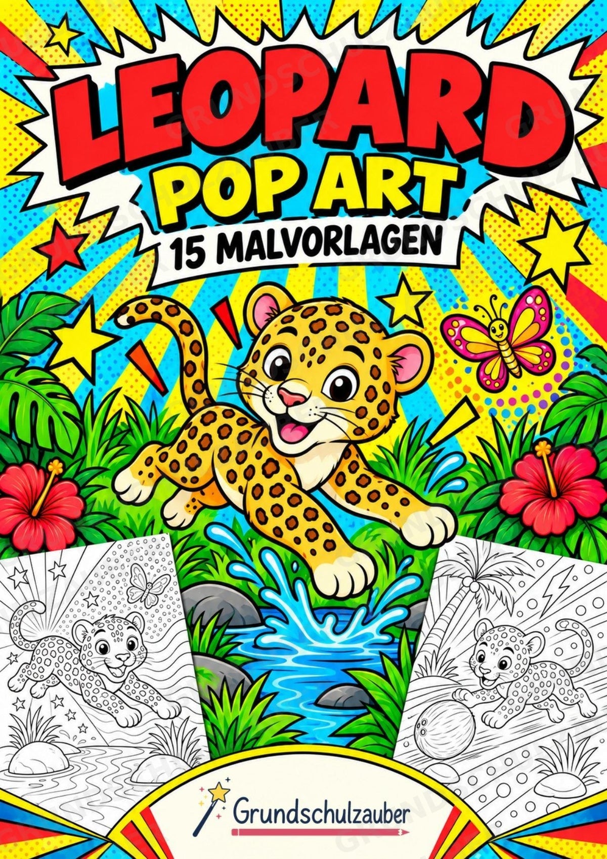 Leopard POP Art Ausmalbilder 15 Malvorlagen – Cover