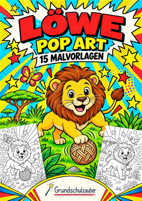 Löwe POP Art Ausmalbilder 15 Malvorlagen – Cover