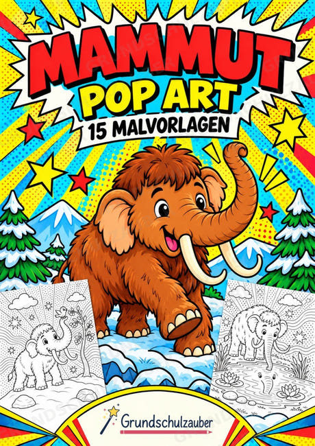 Mammut POP Art Ausmalbilder 15 Malvorlagen – Cover