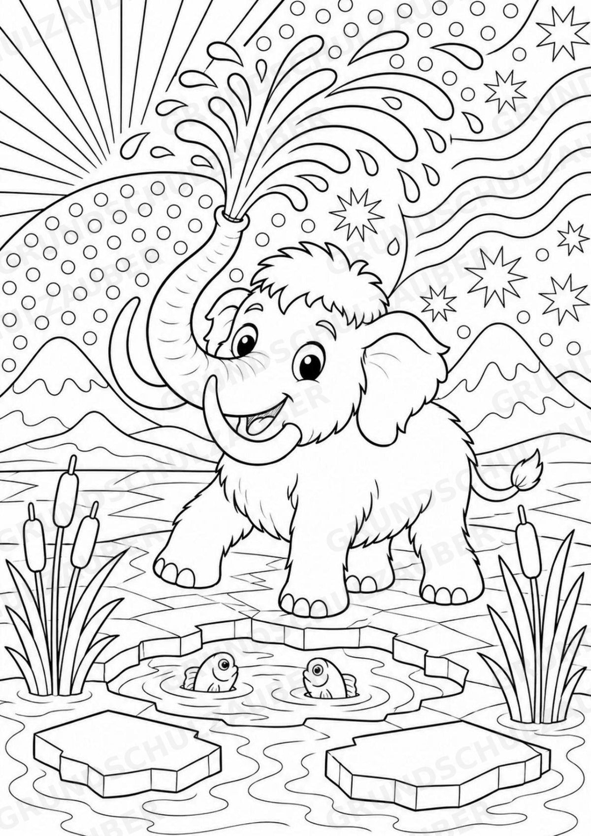 Mammut POP Art Ausmalbilder 15 Malvorlagen – Materialseite 4