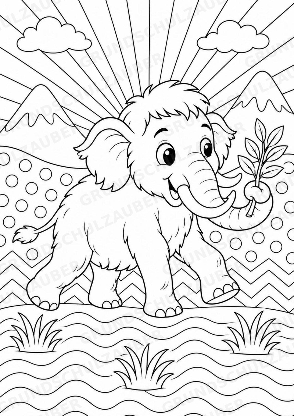 Mammut POP Art Ausmalbilder 15 Malvorlagen – Materialseite 6