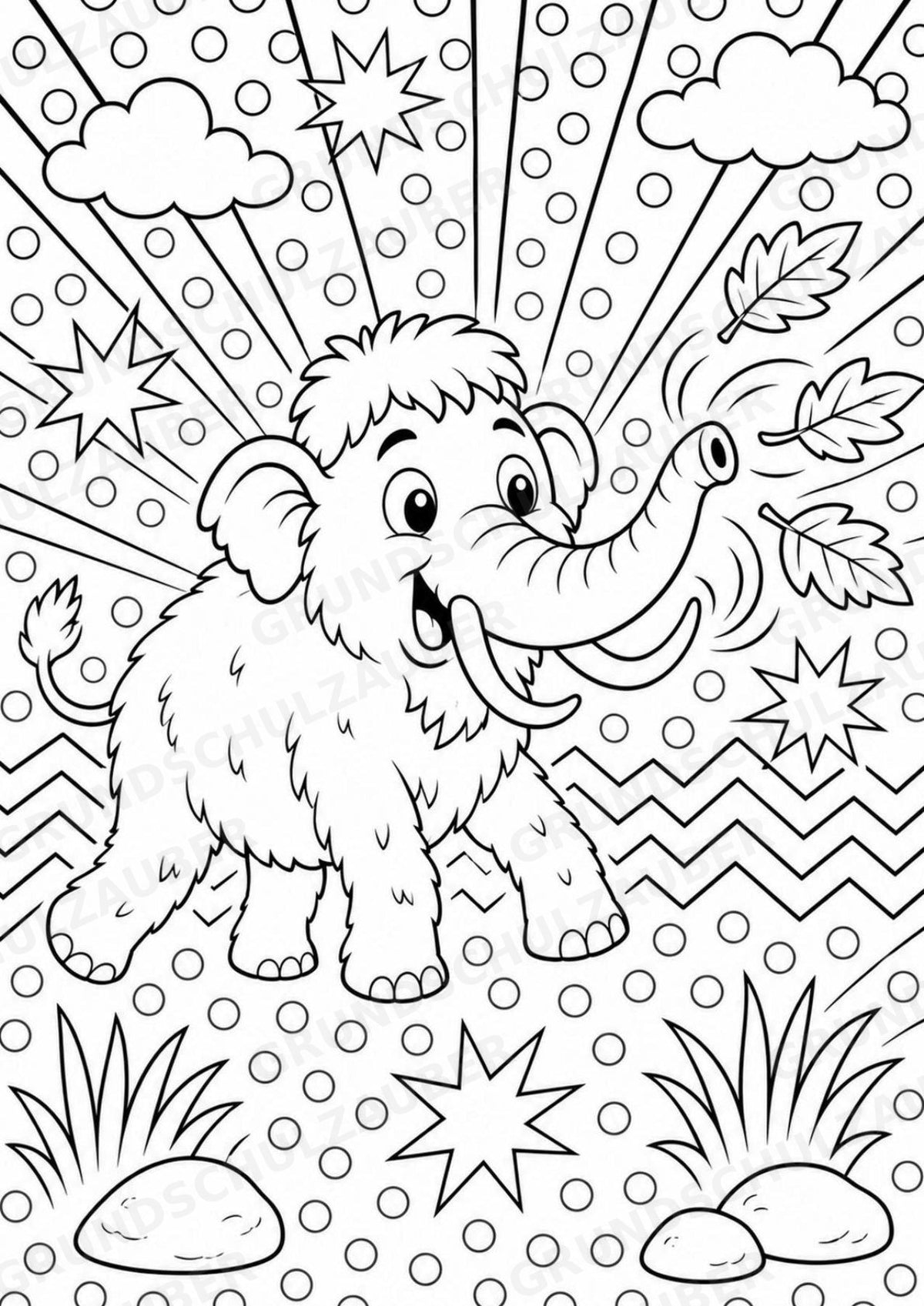 Mammut POP Art Ausmalbilder 15 Malvorlagen – Materialseite 8