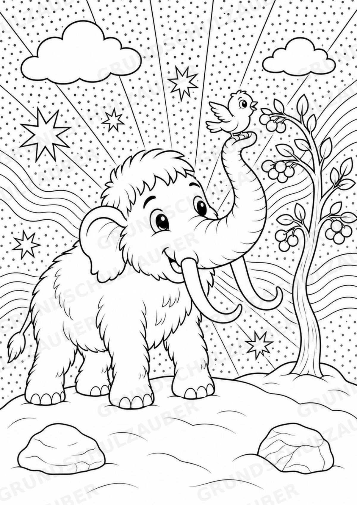 Mammut POP Art Ausmalbilder 15 Malvorlagen – Materialseite 9