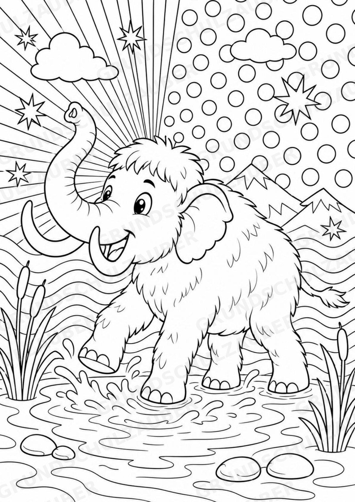 Mammut POP Art Ausmalbilder 15 Malvorlagen – Materialseite 10