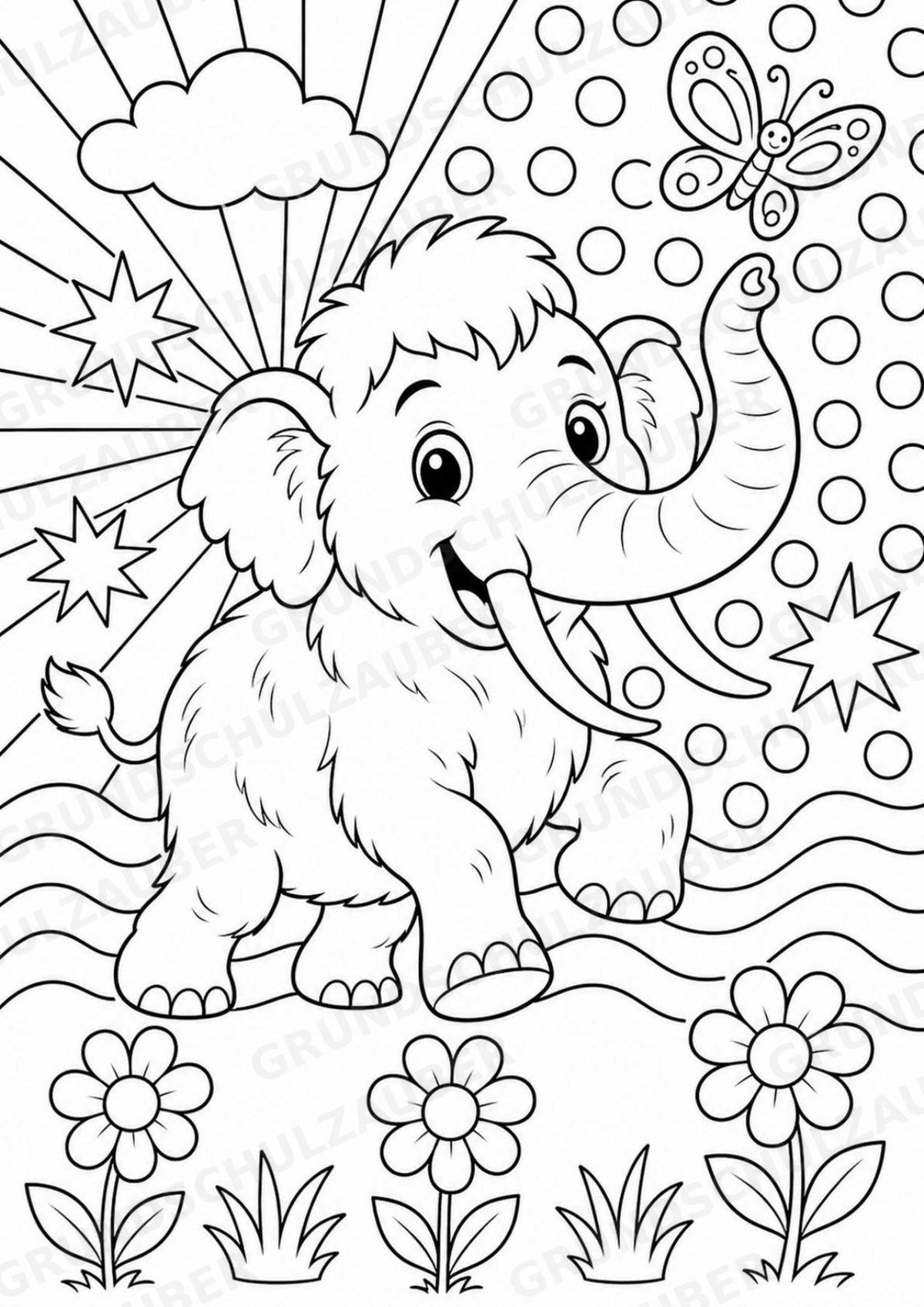 Mammut POP Art Ausmalbilder 15 Malvorlagen – Materialseite 12