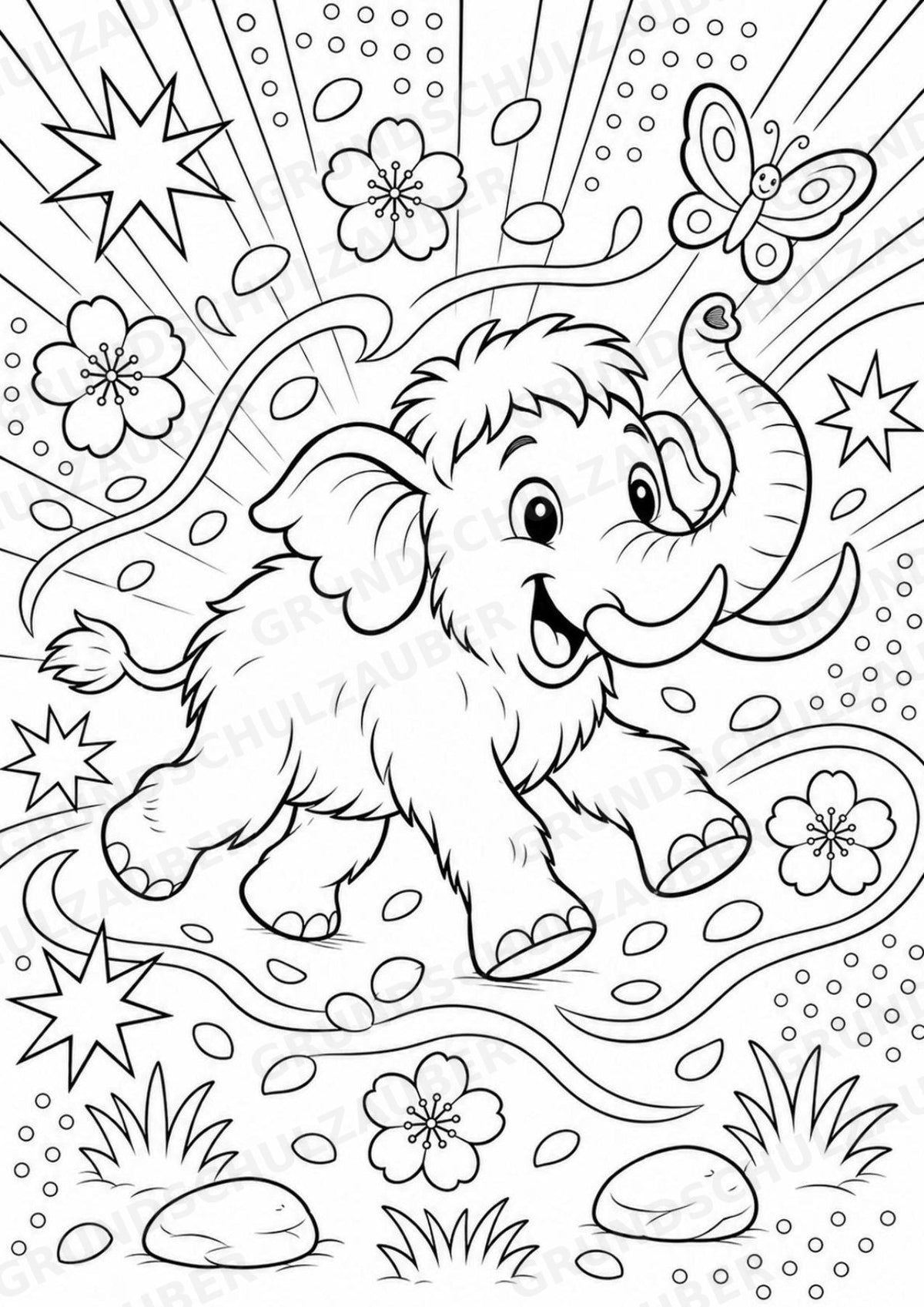 Mammut POP Art Ausmalbilder 15 Malvorlagen – Materialseite 15