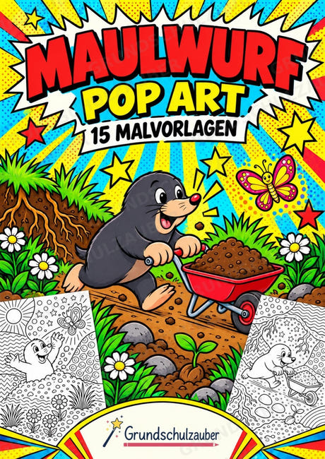 Maulwurf POP Art Ausmalbilder 15 Malvorlagen – Cover