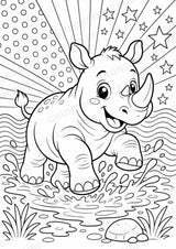 Nashorn POP Art Ausmalbilder 15 Malvorlagen – Materialseite 2