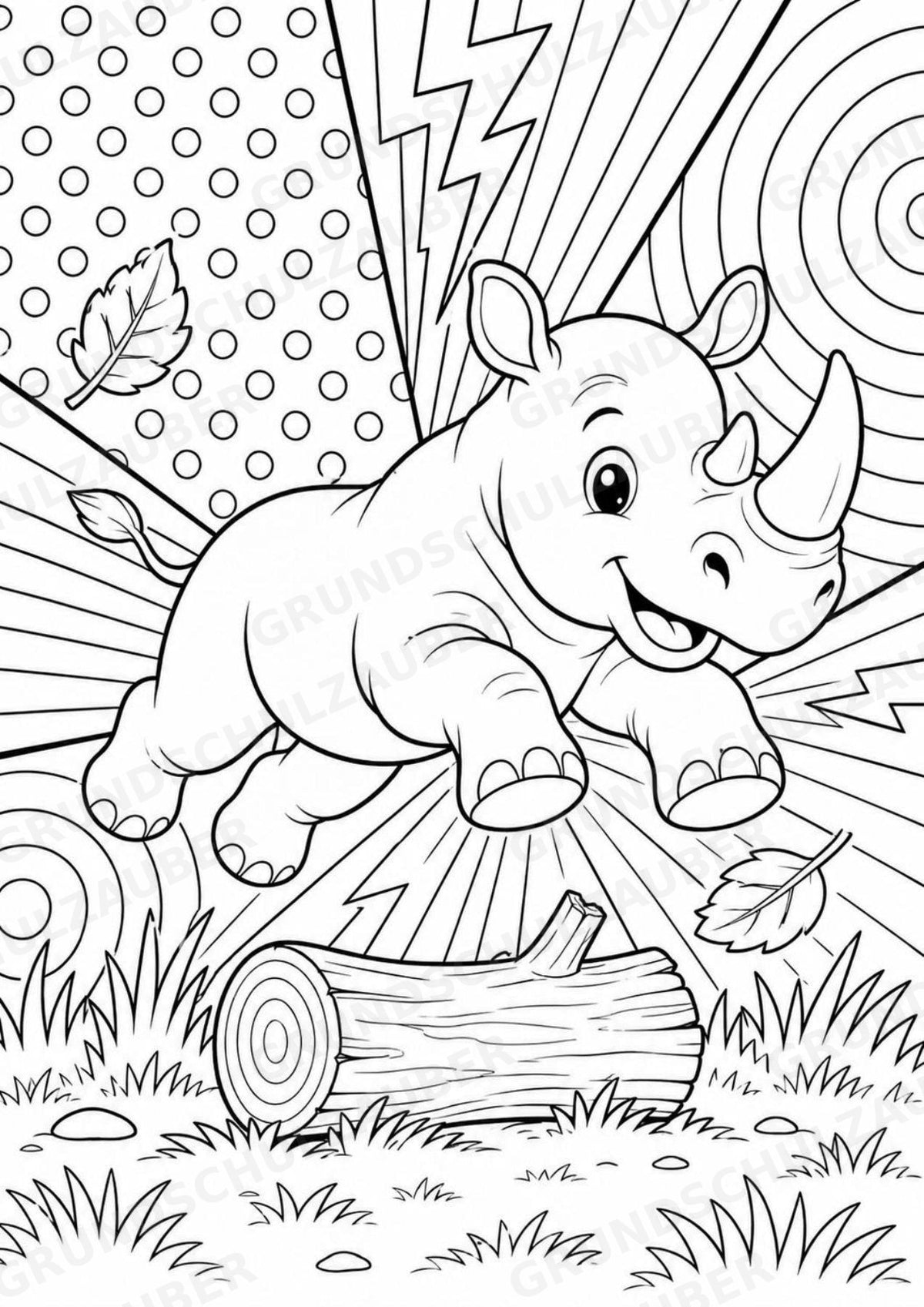 Nashorn POP Art Ausmalbilder 15 Malvorlagen – Materialseite 3
