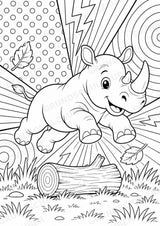 Nashorn POP Art Ausmalbilder 15 Malvorlagen – Materialseite 3