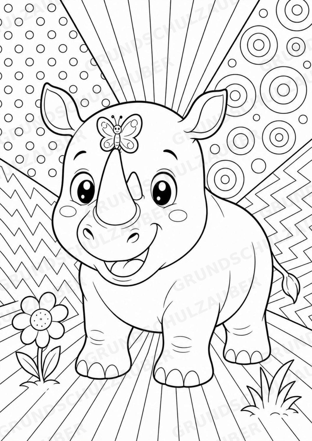 Nashorn POP Art Ausmalbilder 15 Malvorlagen – Materialseite 4