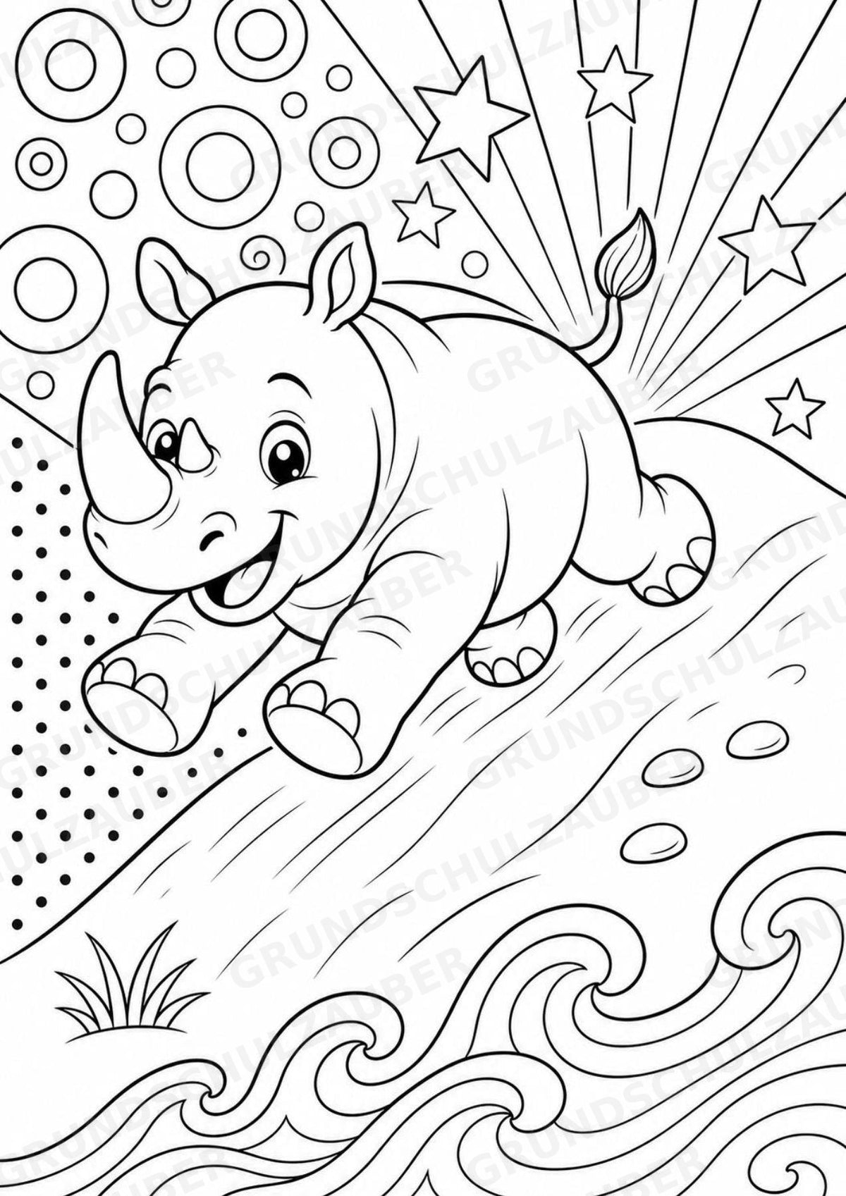 Nashorn POP Art Ausmalbilder 15 Malvorlagen – Materialseite 5