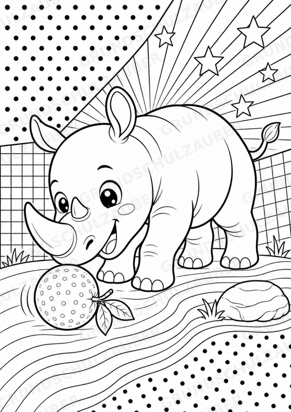 Nashorn POP Art Ausmalbilder 15 Malvorlagen – Materialseite 6