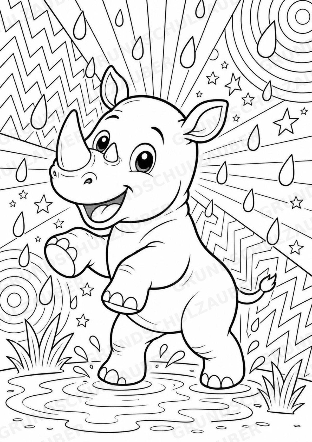 Nashorn POP Art Ausmalbilder 15 Malvorlagen – Materialseite 7