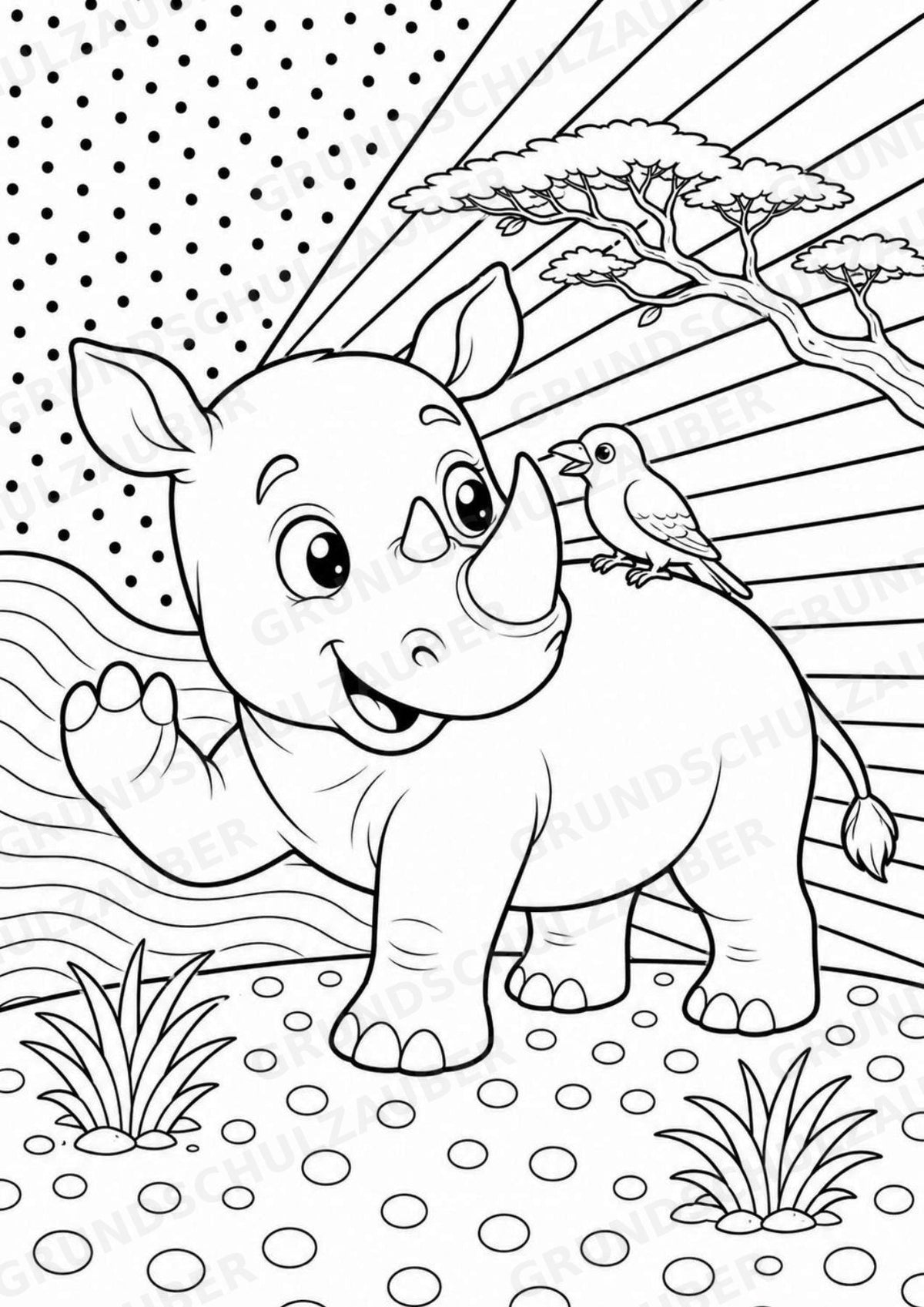 Nashorn POP Art Ausmalbilder 15 Malvorlagen – Materialseite 8