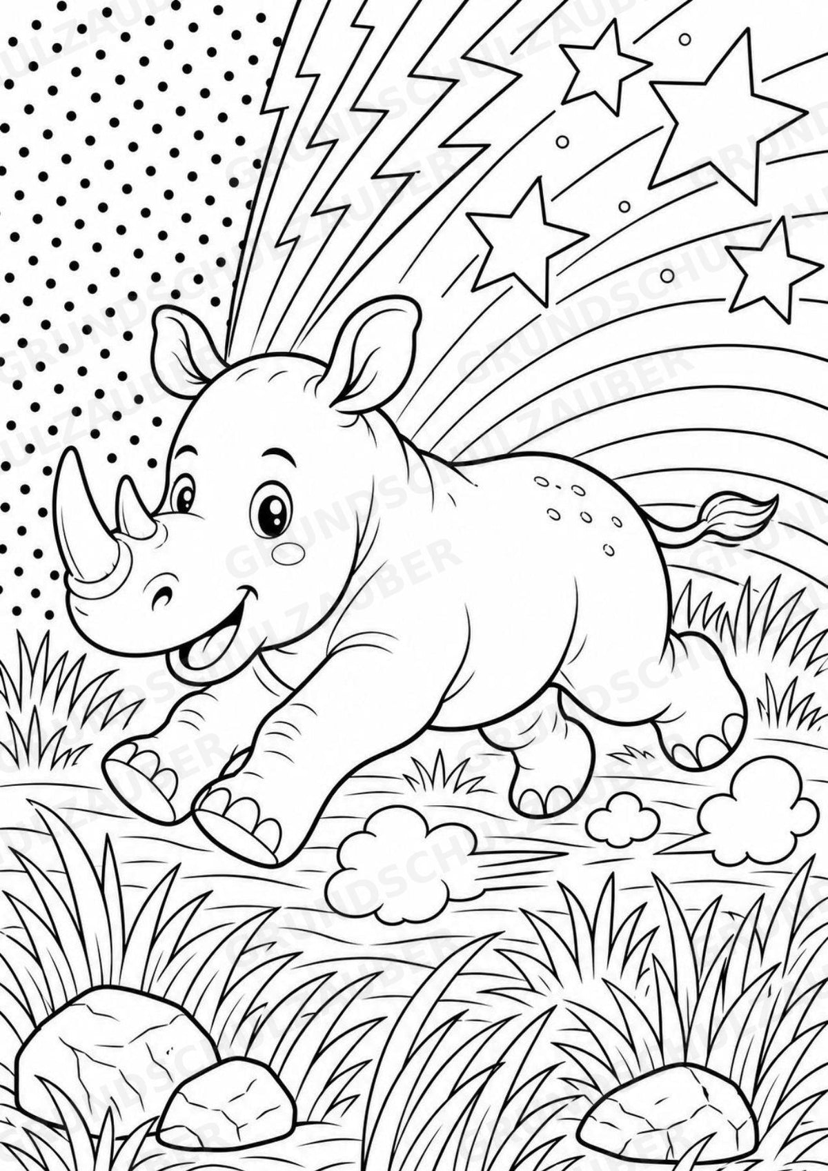 Nashorn POP Art Ausmalbilder 15 Malvorlagen – Materialseite 10