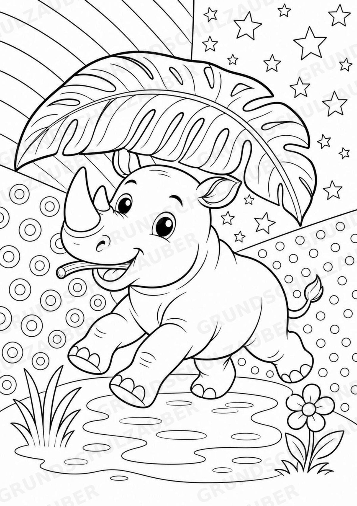 Nashorn POP Art Ausmalbilder 15 Malvorlagen – Materialseite 13
