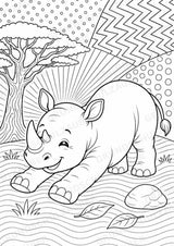 Nashorn POP Art Ausmalbilder 15 Malvorlagen – Materialseite 14