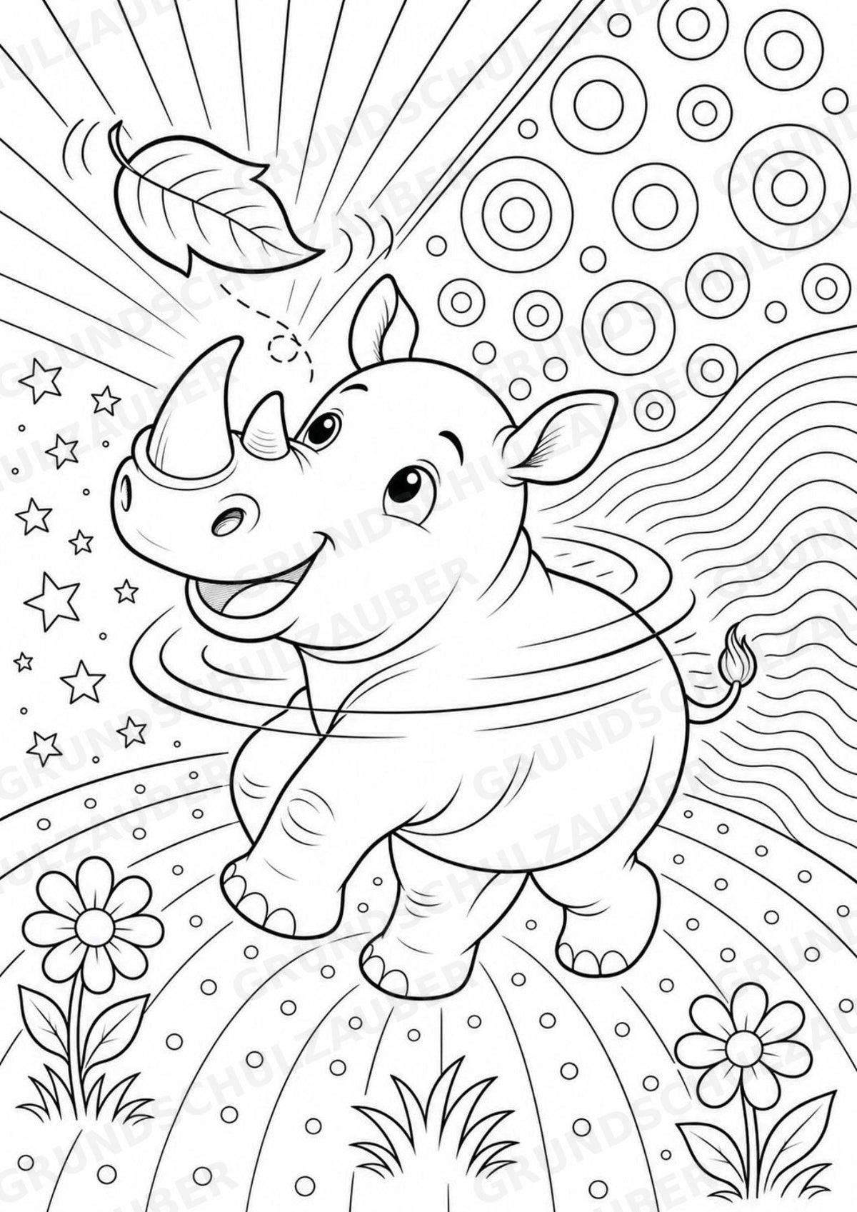 Nashorn POP Art Ausmalbilder 15 Malvorlagen – Materialseite 16
