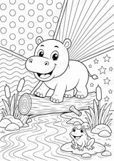 Nilpferd POP Art Ausmalbilder 15 Malvorlagen – Materialseite 3