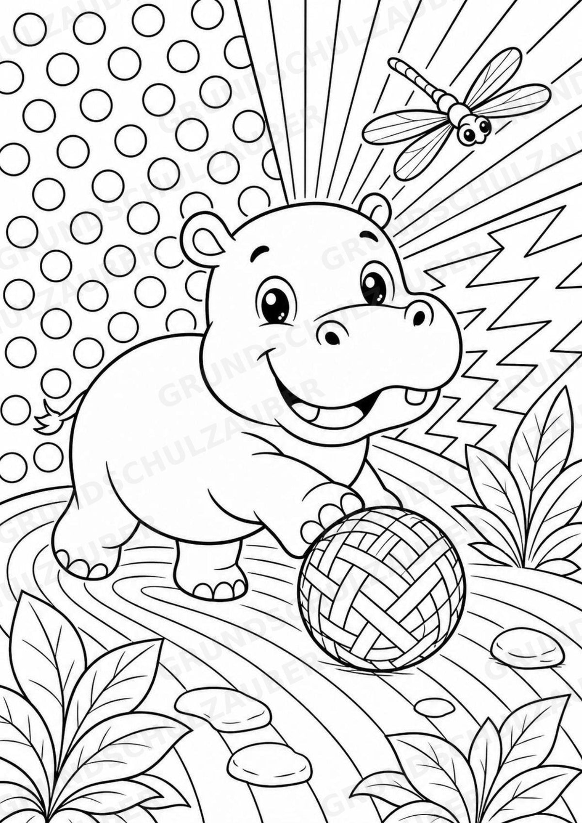 Nilpferd POP Art Ausmalbilder 15 Malvorlagen – Materialseite 9
