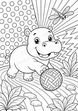 Nilpferd POP Art Ausmalbilder 15 Malvorlagen – Materialseite 9