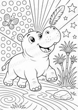 Nilpferd POP Art Ausmalbilder 15 Malvorlagen – Materialseite 12