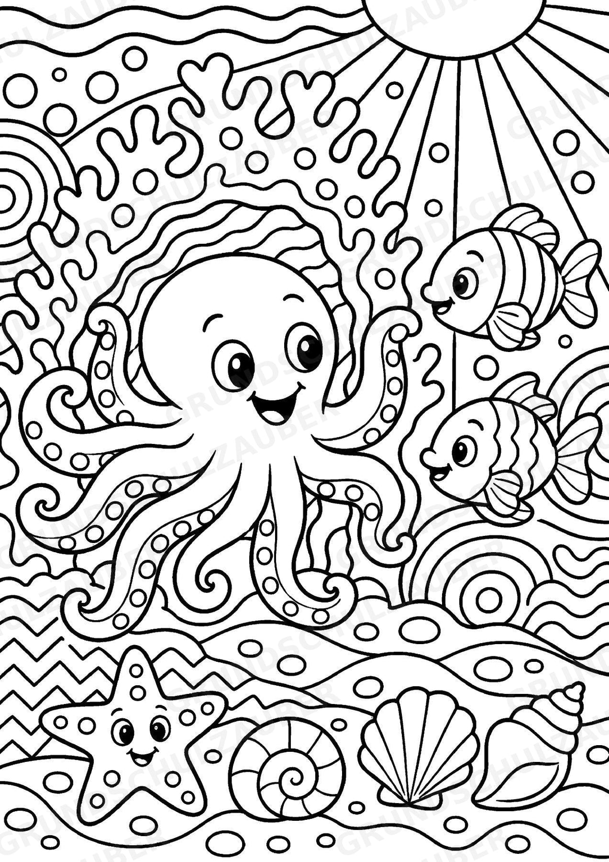 Oktopus POP Art Ausmalbilder 15 Malvorlagen – Materialseite 2