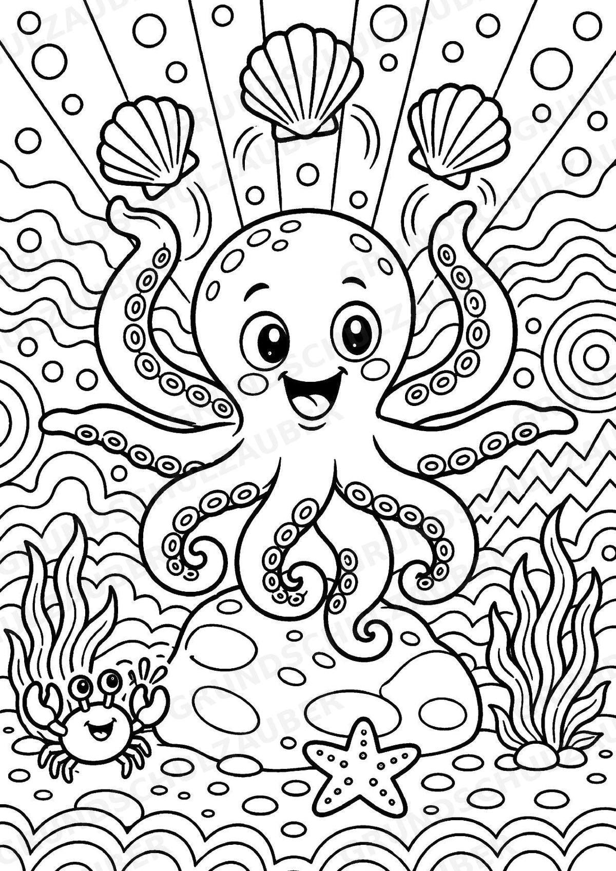 Oktopus POP Art Ausmalbilder 15 Malvorlagen – Materialseite 3