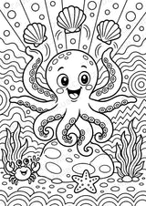 Oktopus POP Art Ausmalbilder 15 Malvorlagen – Materialseite 3