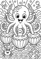 Oktopus POP Art Ausmalbilder 15 Malvorlagen – Materialseite 5