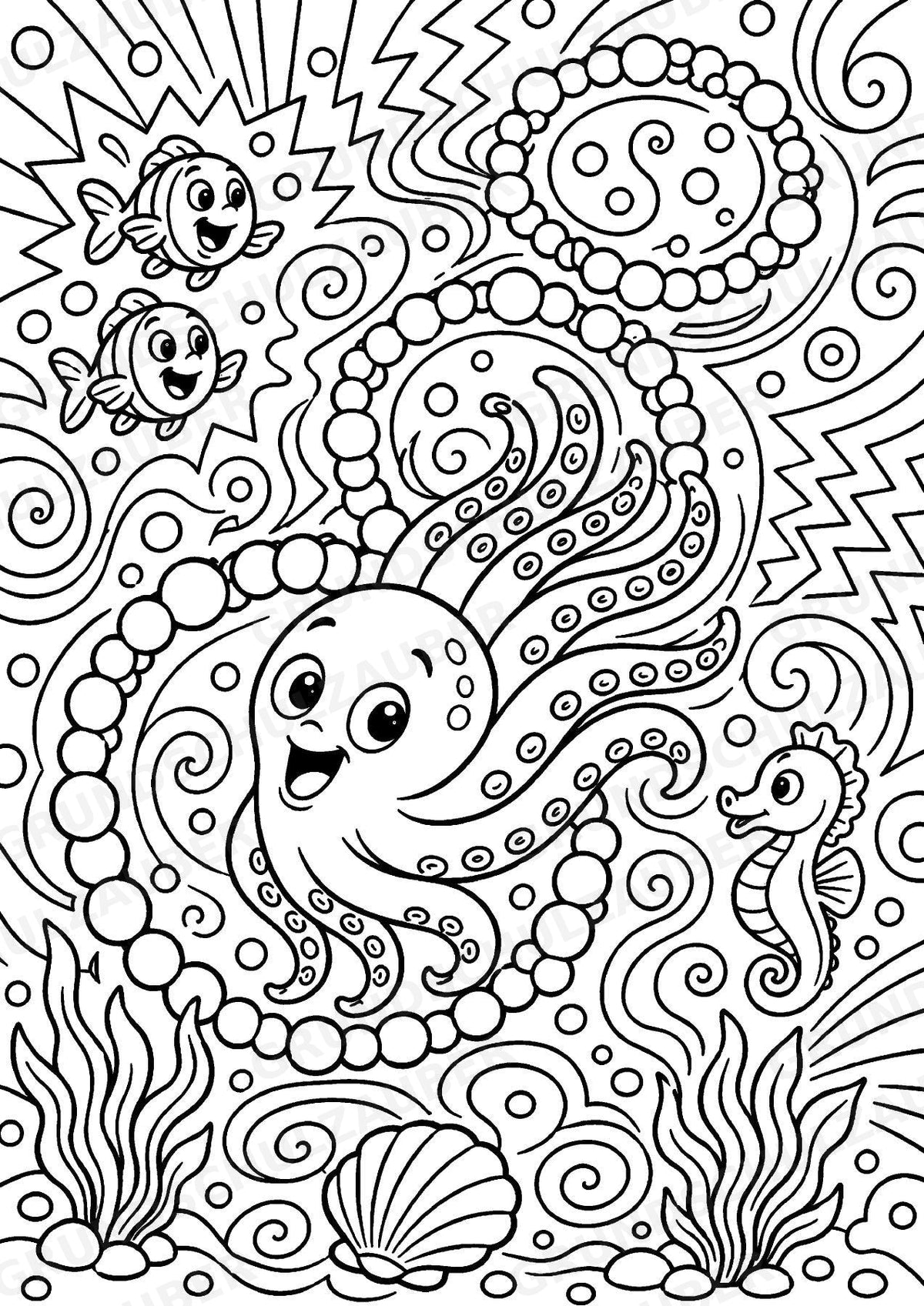 Oktopus POP Art Ausmalbilder 15 Malvorlagen – Materialseite 7
