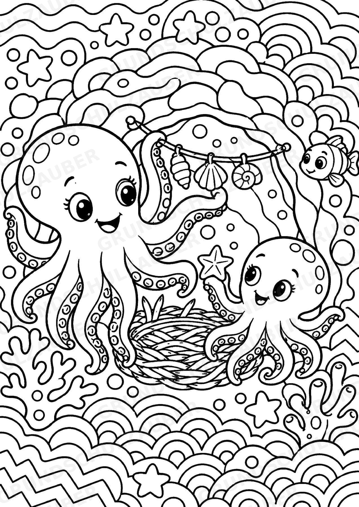 Oktopus POP Art Ausmalbilder 15 Malvorlagen – Materialseite 9