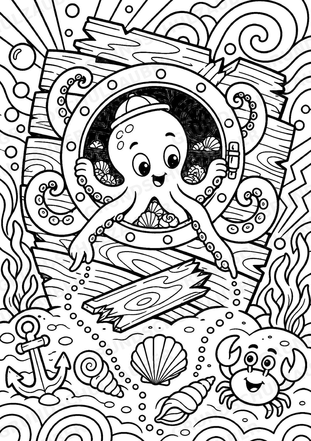 Oktopus POP Art Ausmalbilder 15 Malvorlagen – Materialseite 10