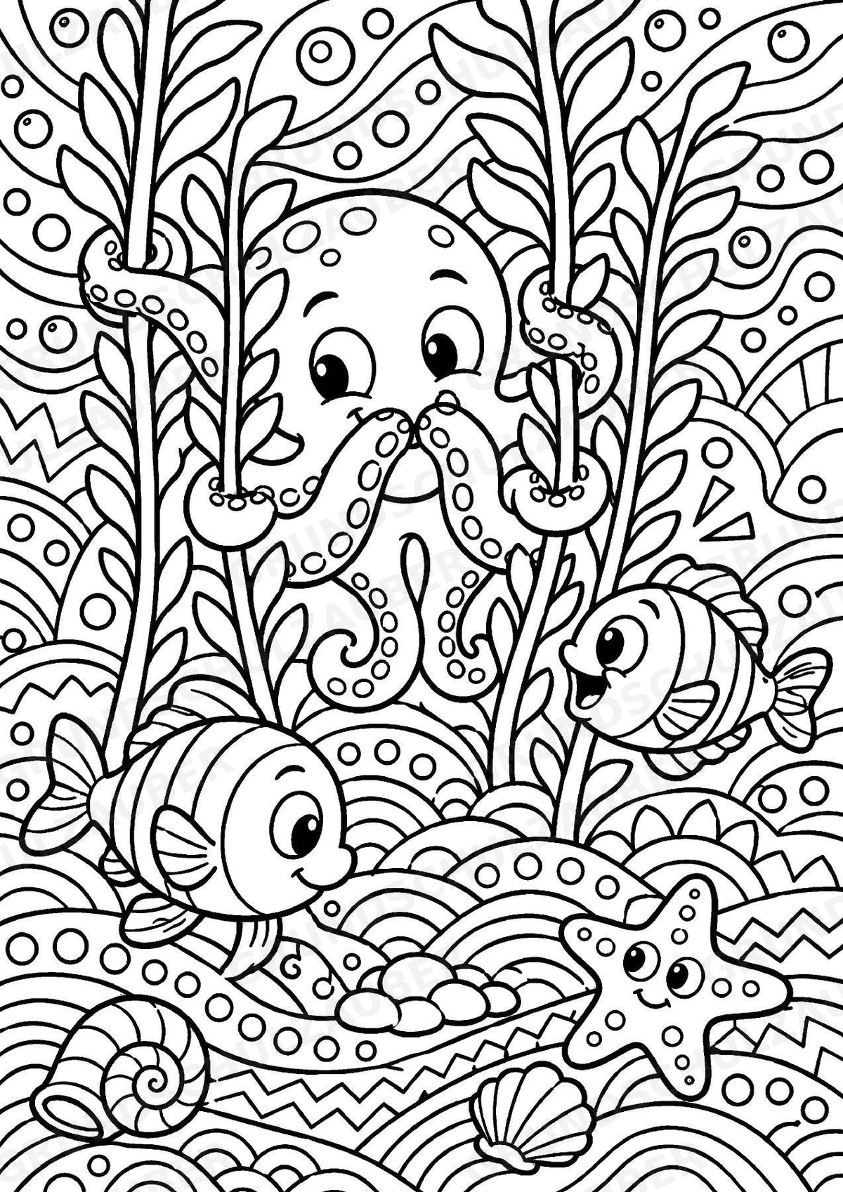 Oktopus POP Art Ausmalbilder 15 Malvorlagen – Materialseite 12
