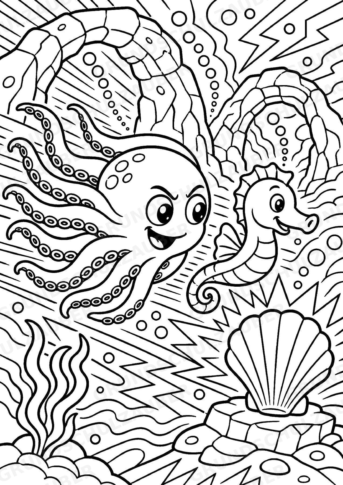 Oktopus POP Art Ausmalbilder 15 Malvorlagen – Materialseite 13