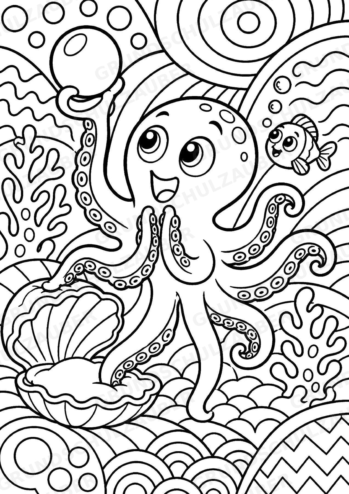 Oktopus POP Art Ausmalbilder 15 Malvorlagen – Materialseite 14