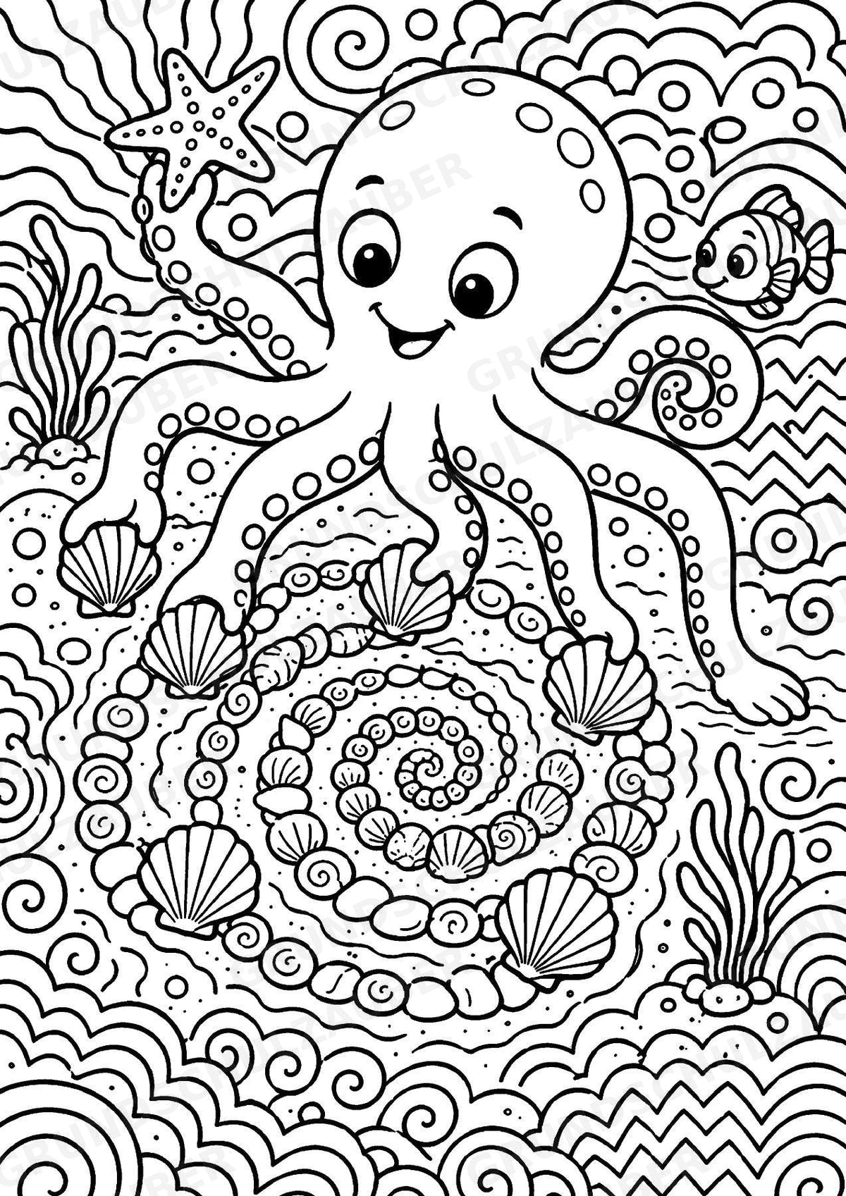 Oktopus POP Art Ausmalbilder 15 Malvorlagen – Materialseite 16