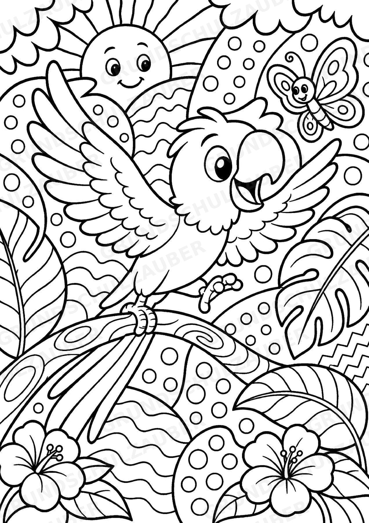 Papagei POP Art Ausmalbilder 15 Malvorlagen – Materialseite 2