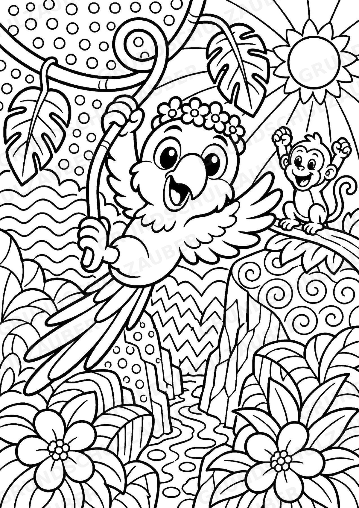 Papagei POP Art Ausmalbilder 15 Malvorlagen – Materialseite 9