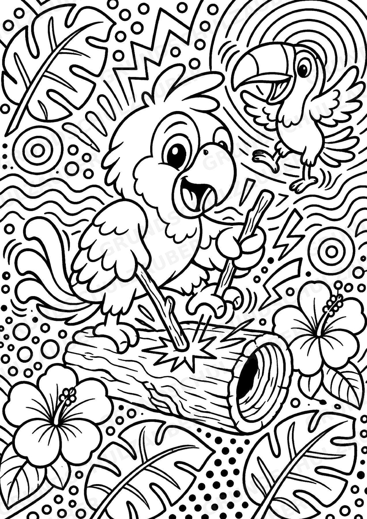 Papagei POP Art Ausmalbilder 15 Malvorlagen – Materialseite 10