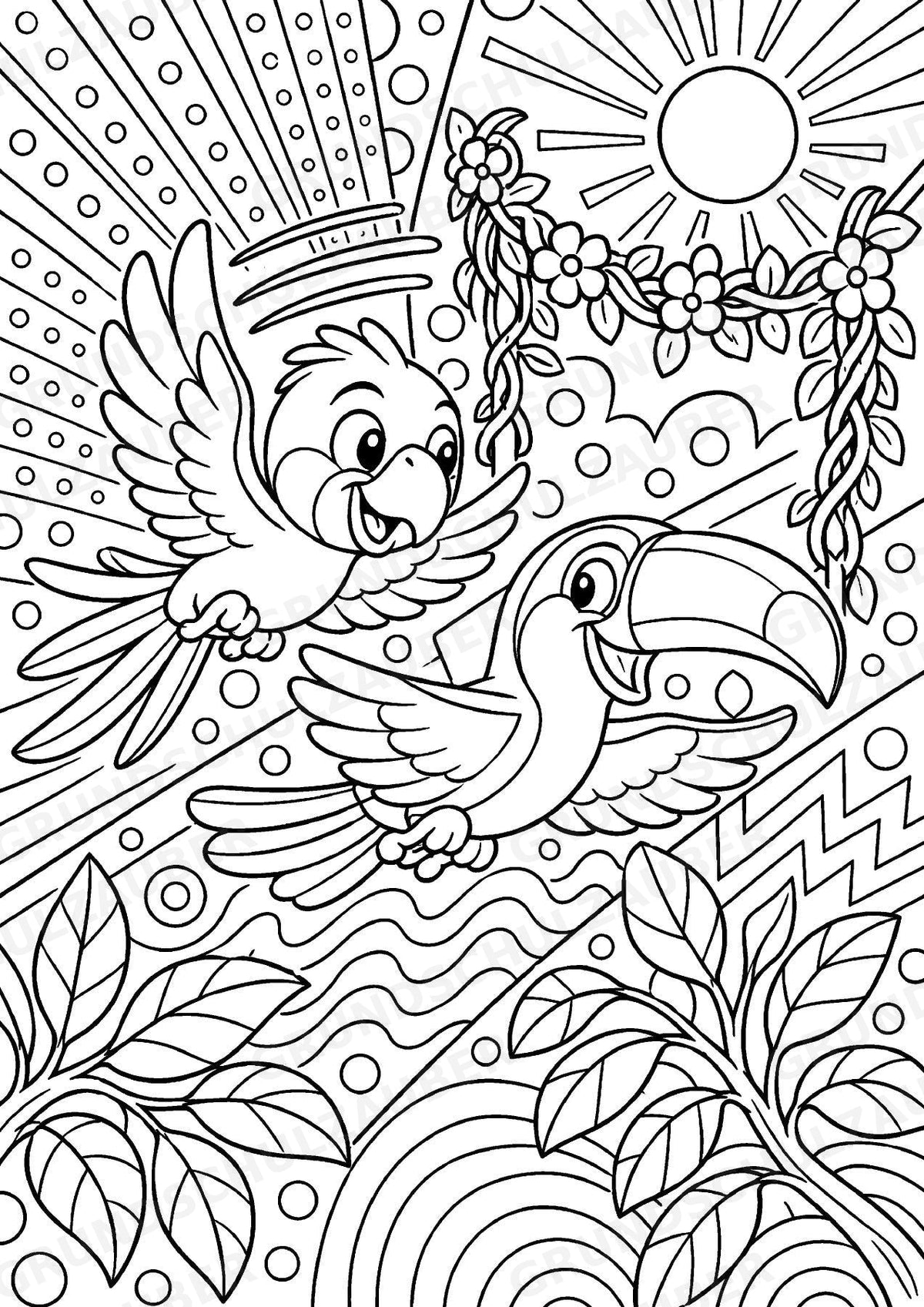 Papagei POP Art Ausmalbilder 15 Malvorlagen – Materialseite 13
