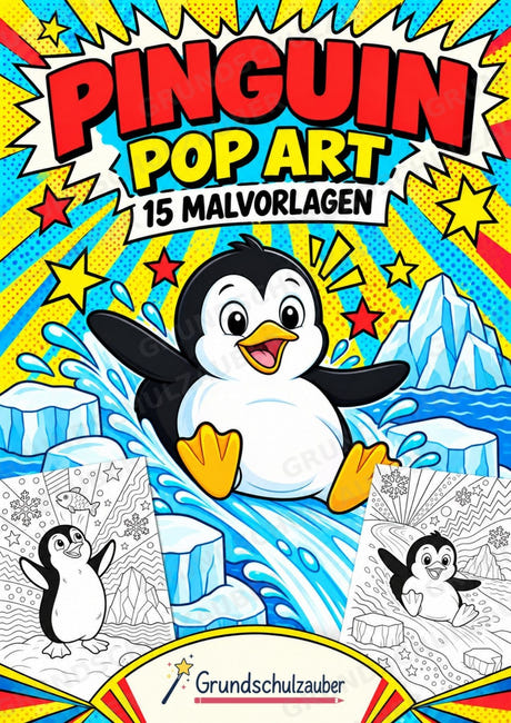 Pinguin POP Art Ausmalbilder 15 Malvorlagen – Cover