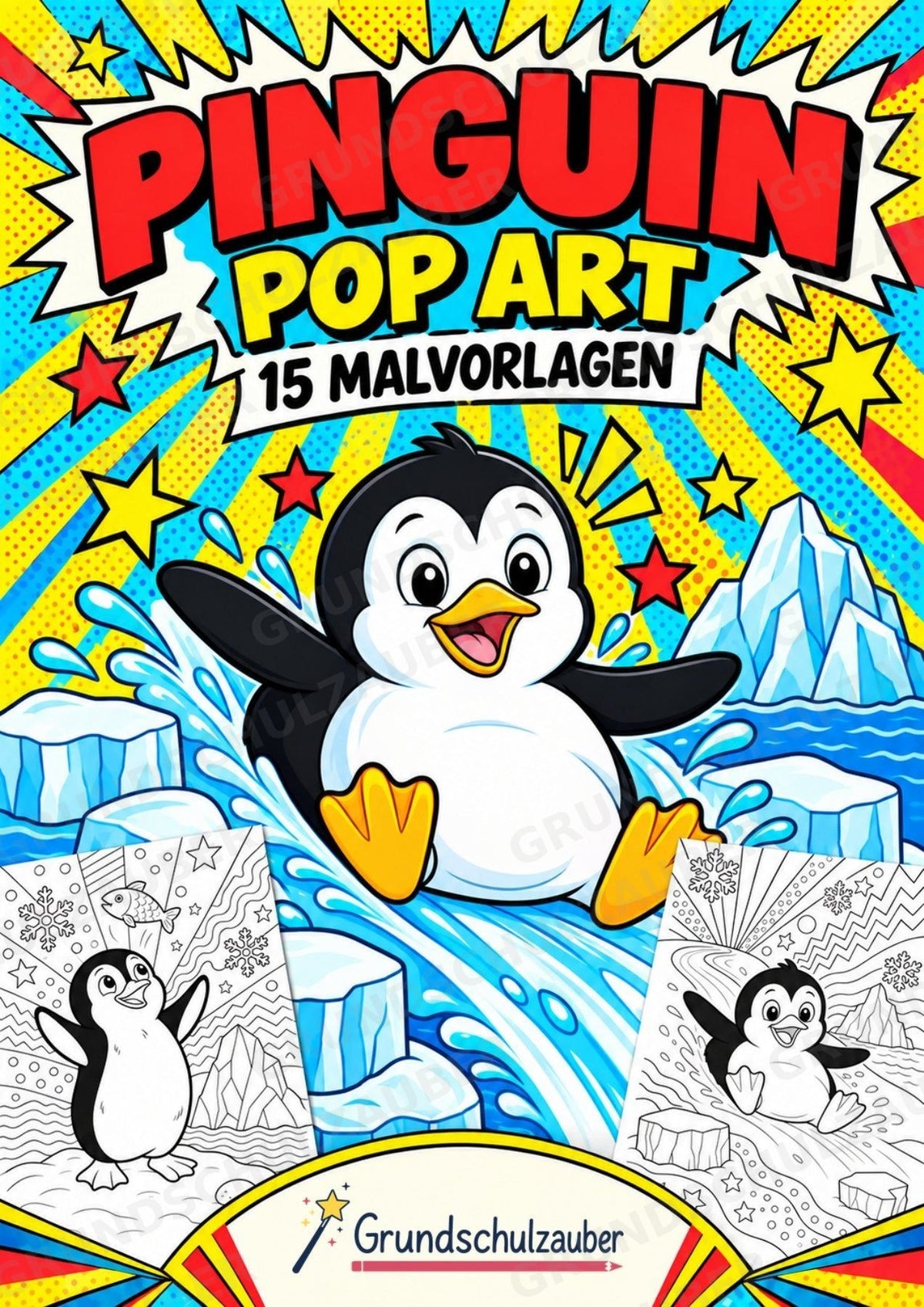 Pinguin POP Art Ausmalbilder 15 Malvorlagen – Cover