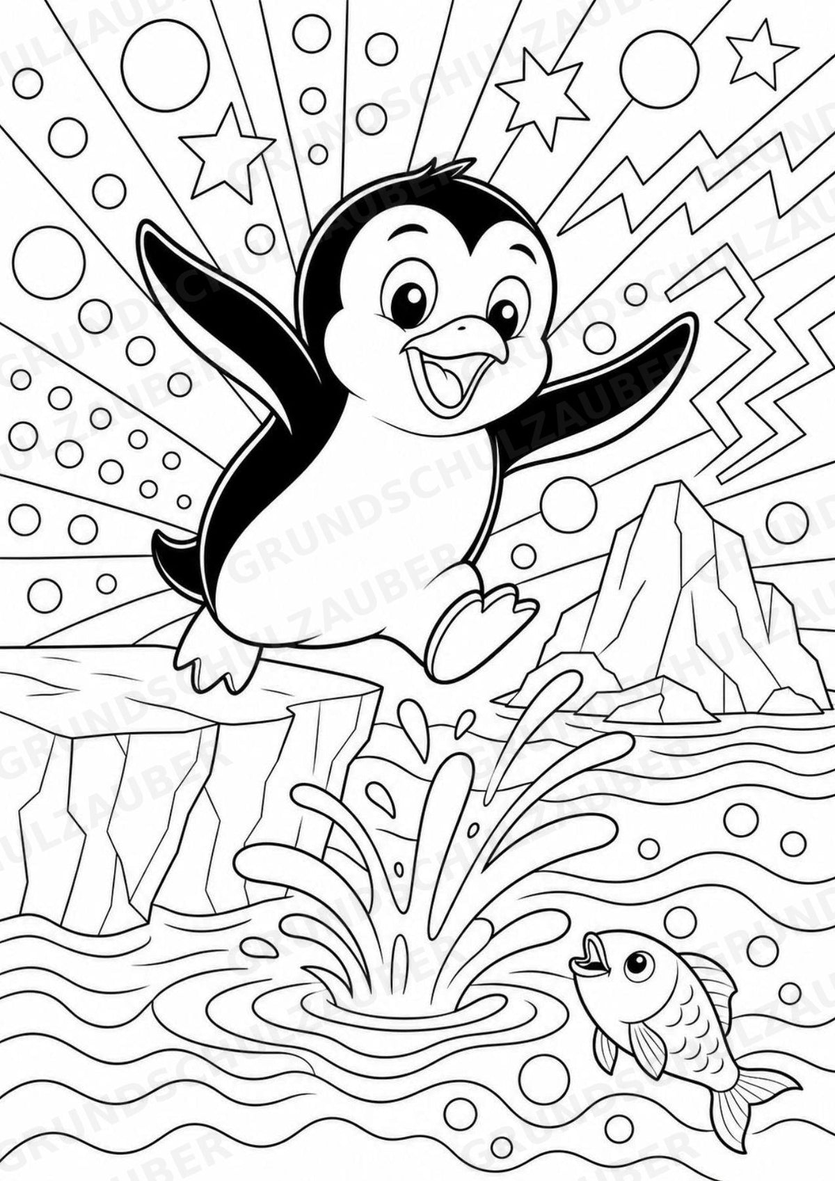 Pinguin POP Art Ausmalbilder 15 Malvorlagen – Materialseite 3