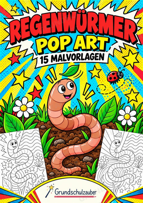 Regenwürmer POP Art Ausmalbilder 15 Malvorlagen – Cover