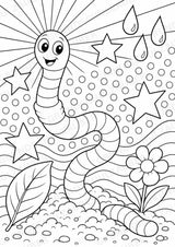 Regenwürmer POP Art Ausmalbilder 15 Malvorlagen – Materialseite 2