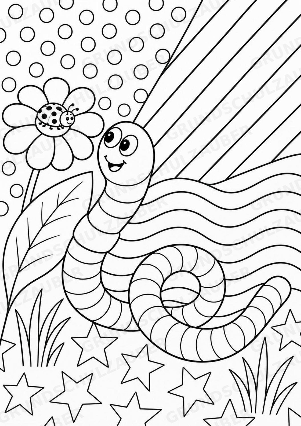 Regenwürmer POP Art Ausmalbilder 15 Malvorlagen – Materialseite 5